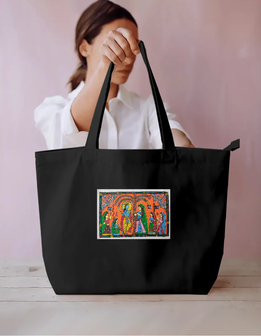 Raasleela scene large tote bag Everyday Large Tote Bag by Antara Verma