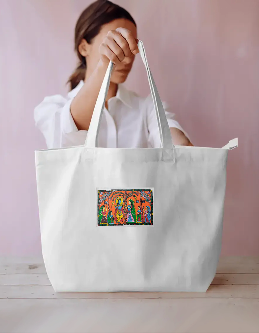 Raasleela scene large tote bag Everyday Large Tote Bag by Antara Verma