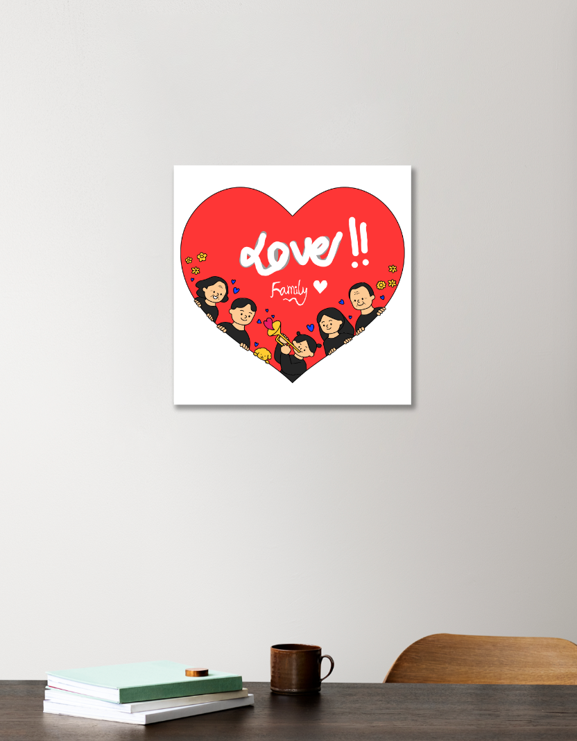 Love Family Simple 12"x12" Acrylic Square Poster by Saptaparna Mitra 
