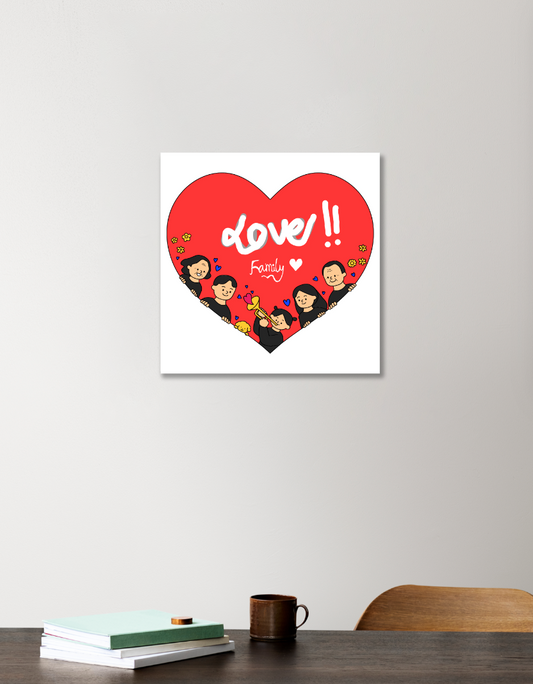 Love Family Simple 12"x12" Acrylic Square Poster by Saptaparna Mitra 