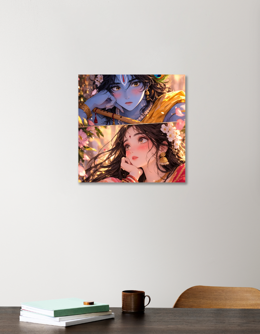 Radha Krishna potrait 12"x12" Acrylic Square Poster by Yor_forger