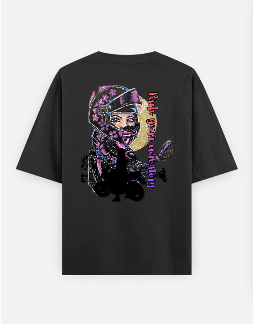 Rider girlpower tshirt Oversized T-shirt (Back print) by @miralynadoraartworks