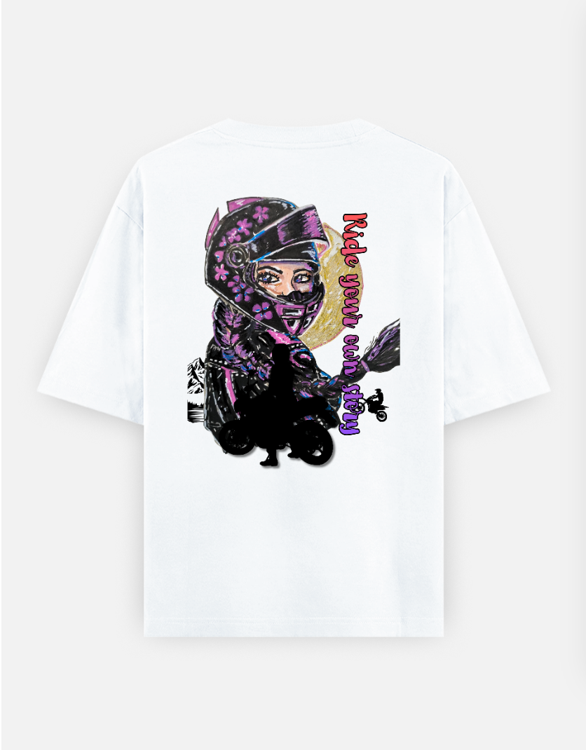 Rider girlpower tshirt Oversized T-shirt (Back print) by @miralynadoraartworks