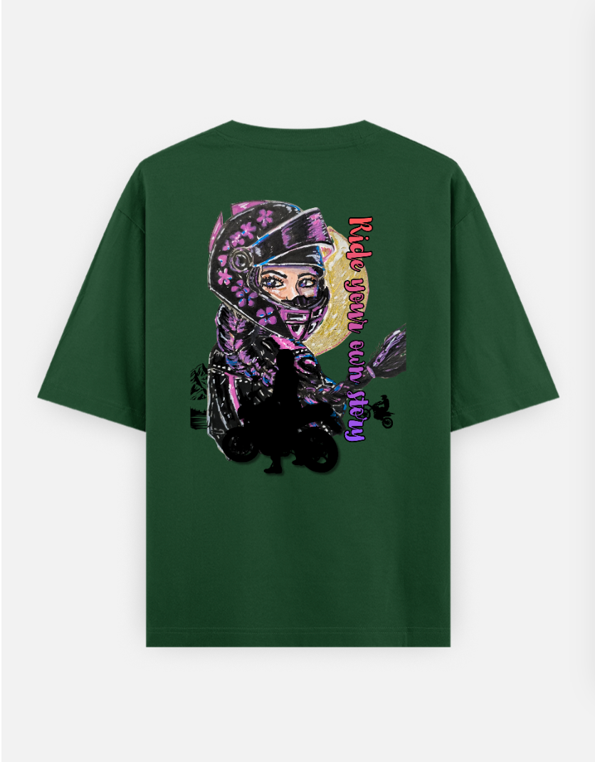 Rider girlpower tshirt Oversized T-shirt (Back print) by @miralynadoraartworks