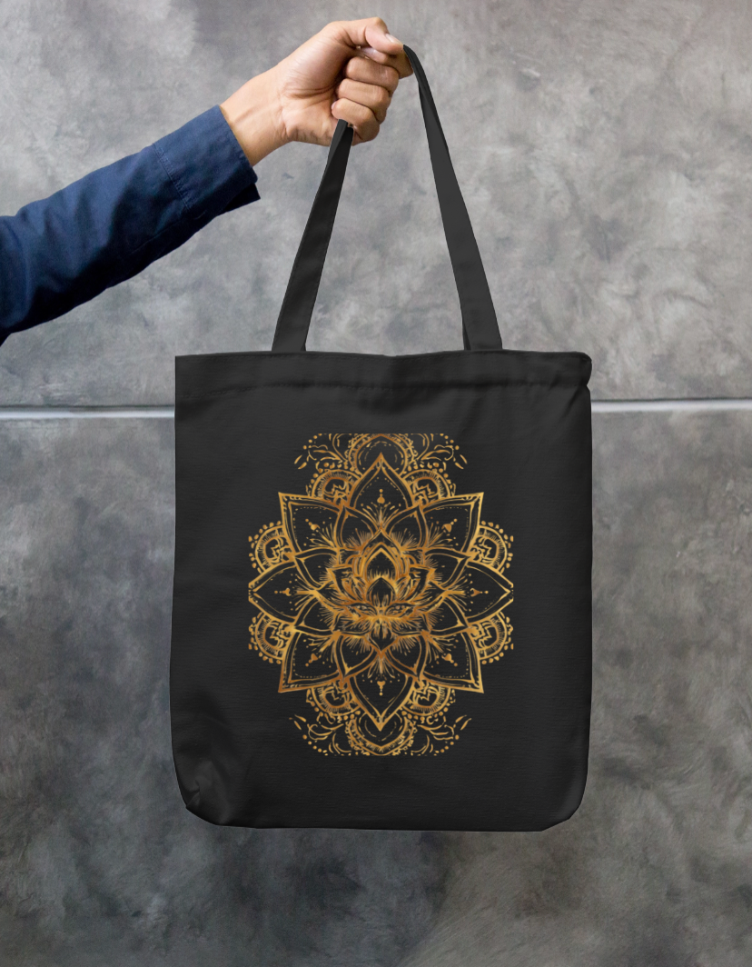 Floral Mandala Tote Bag Zipper Tote Bag by @rd_digital_store