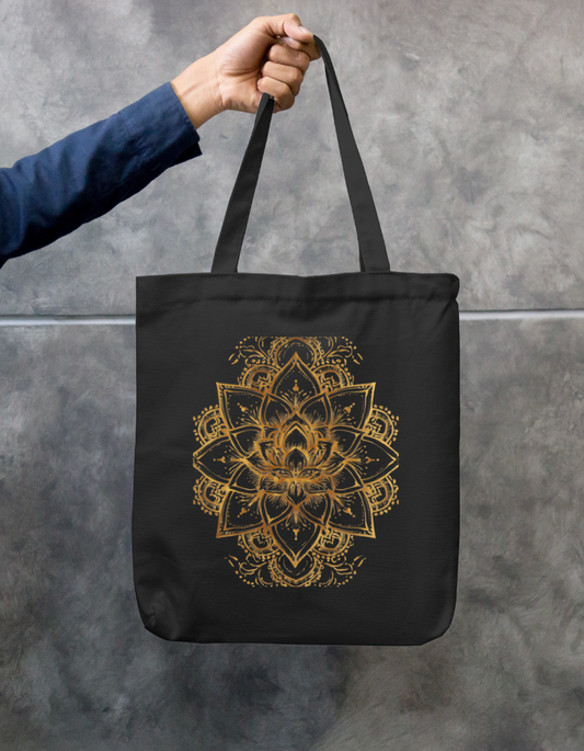 Floral Mandala Tote Bag Zipper Tote Bag by @rd_digital_store