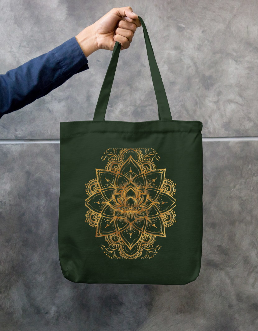 Floral Mandala Tote Bag Zipper Tote Bag by @rd_digital_store
