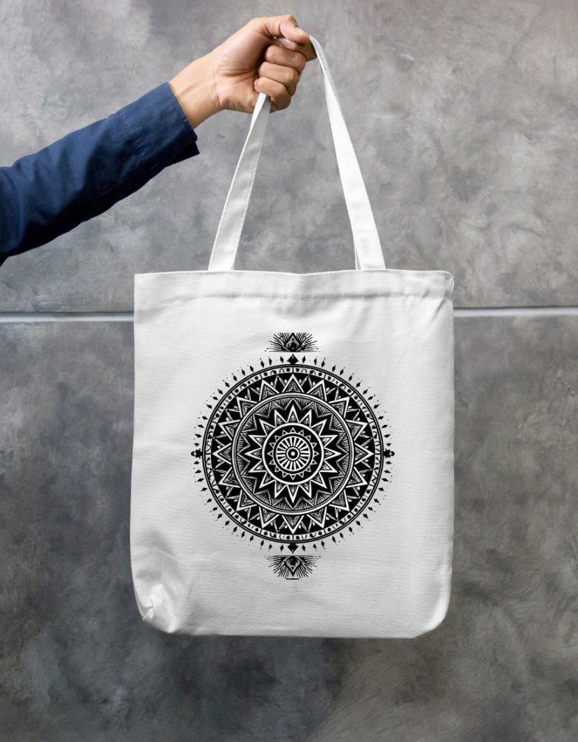 Mandala Art Tote Bag Zipper Tote Bag by @rd_digital_store