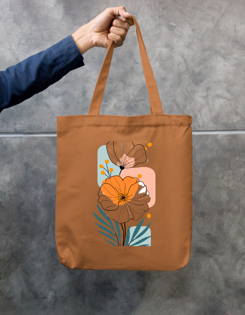 Flora Tote Bag Zipper Tote Bag by @rd_digital_store