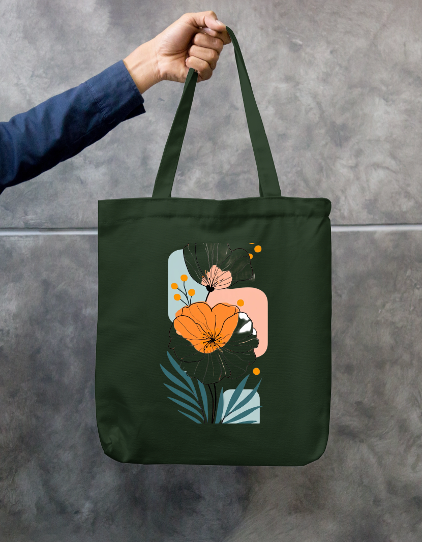 Flora Tote Bag Zipper Tote Bag by @rd_digital_store