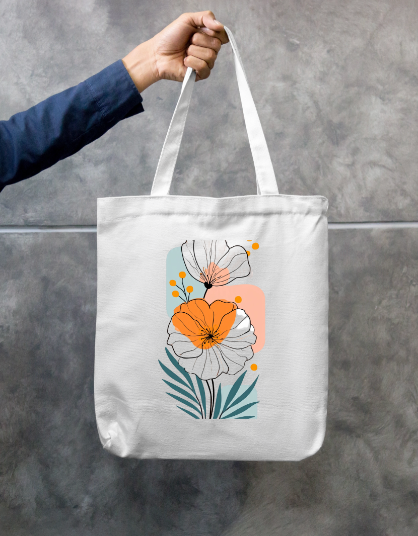 Flora Tote Bag Zipper Tote Bag by @rd_digital_store