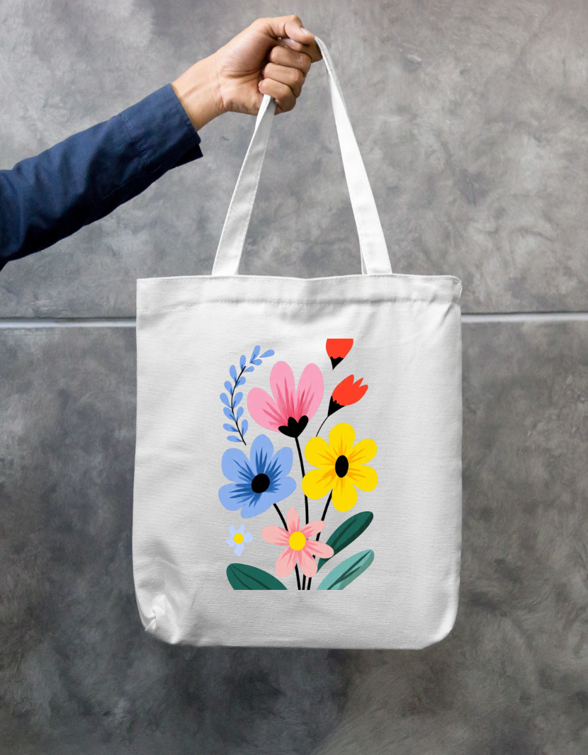 Flora Tote Bag Zipper Tote Bag by @rd_digital_store