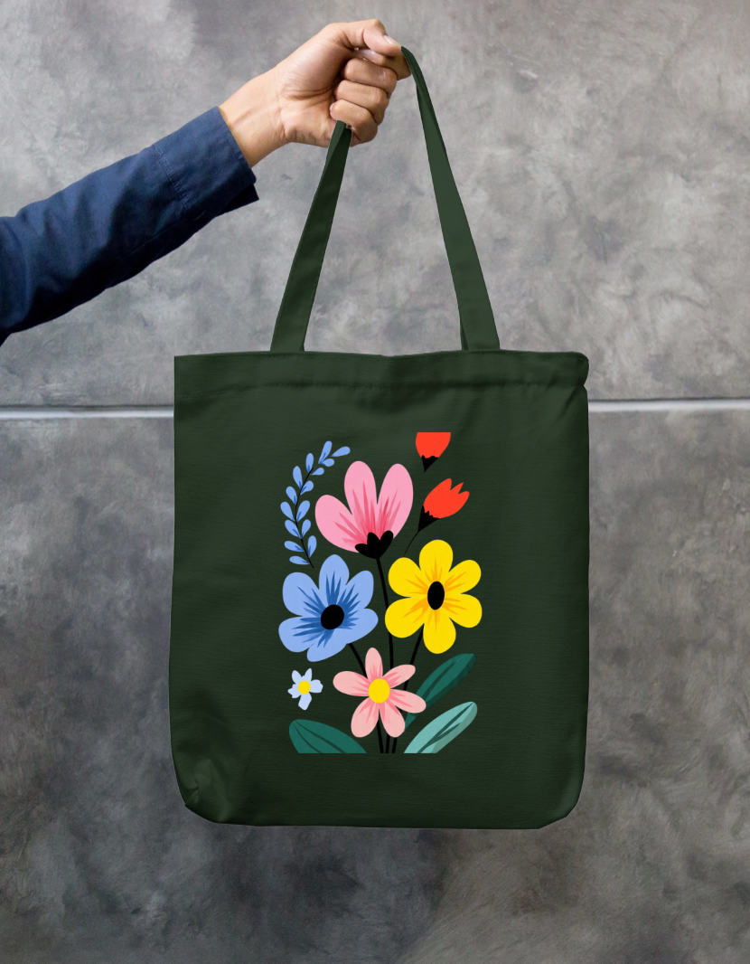 Flora Tote Bag Zipper Tote Bag by @rd_digital_store