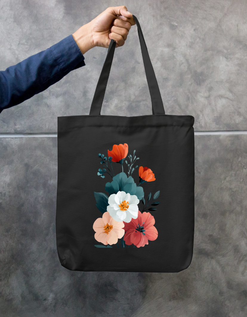 Floral Design Tote Bag Zipper Tote Bag by @rd_digital_store