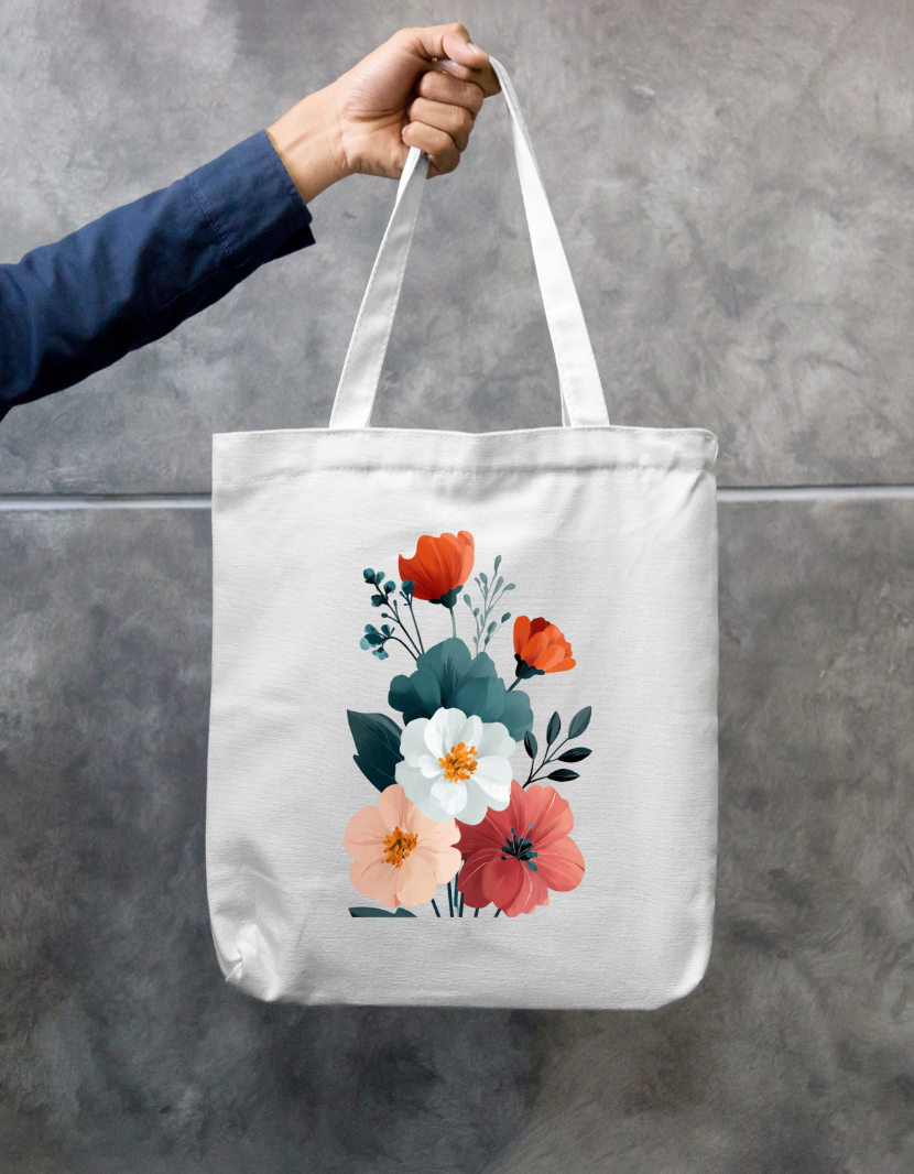 Floral Design Tote Bag Zipper Tote Bag by @rd_digital_store