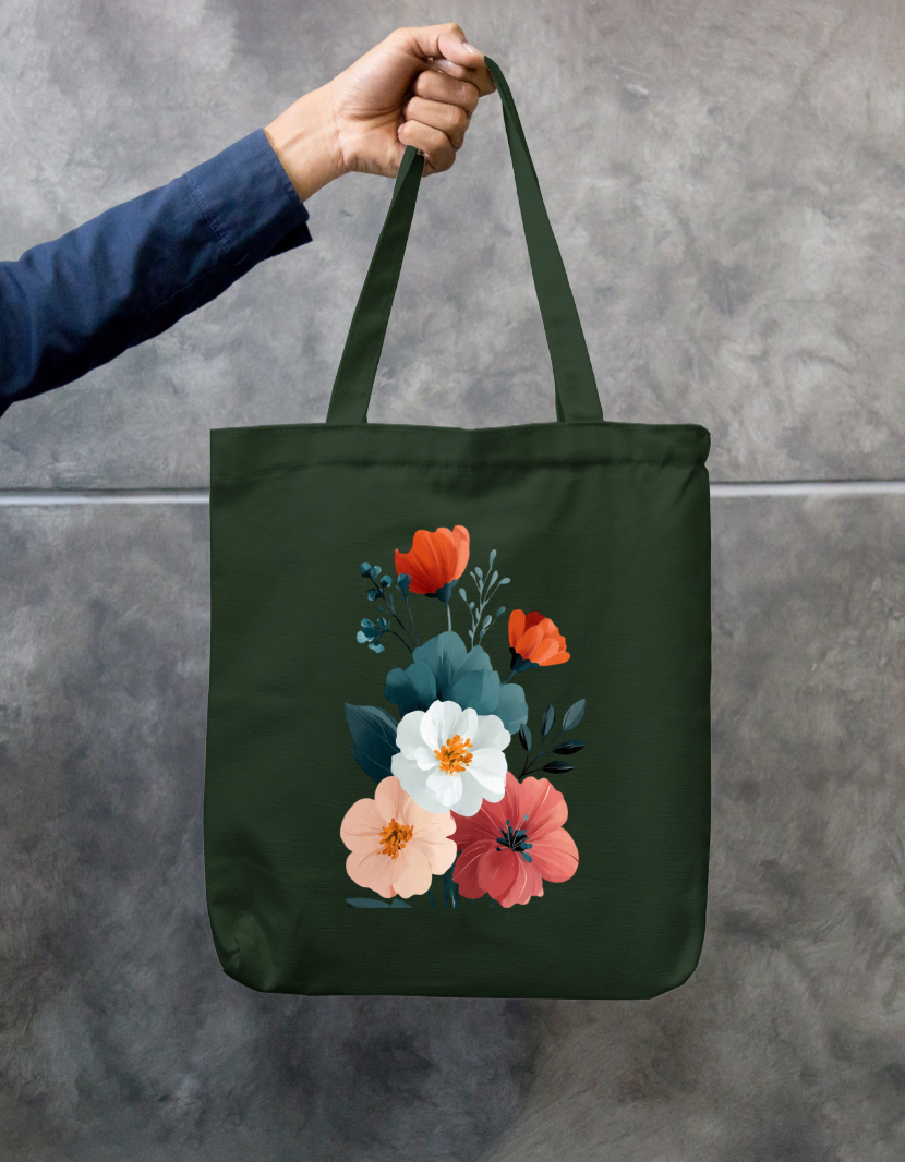 Floral Design Tote Bag Zipper Tote Bag by @rd_digital_store