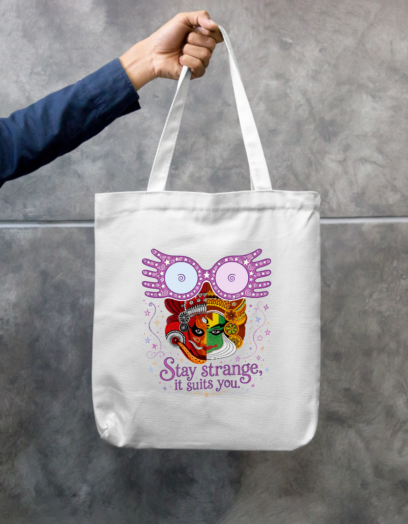 Stay Strange – Artistic Owl Mask Tote Bag Zipper Tote Bag by @tejrapelukis