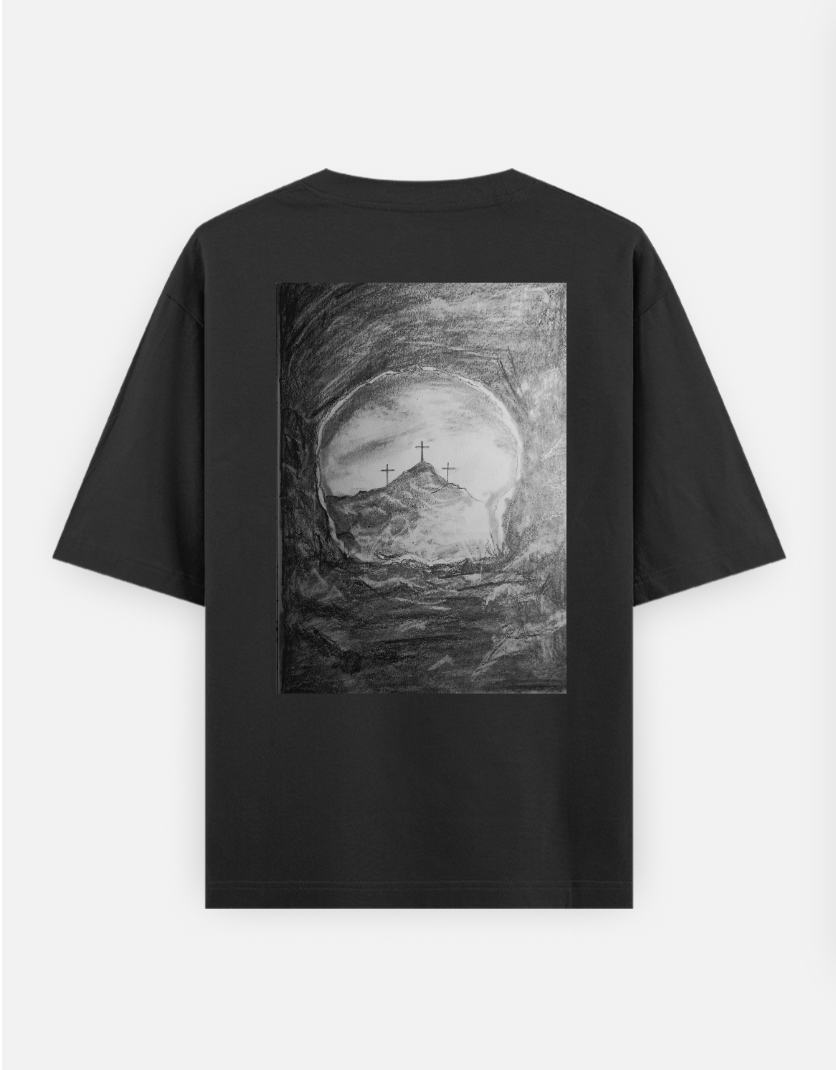 Christ cross art design oversized t shirt Oversized T-shirt (Back print) by Supriya