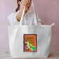 Peacock holding girl large tote bag Everyday Large Tote Bag by Antara Verma