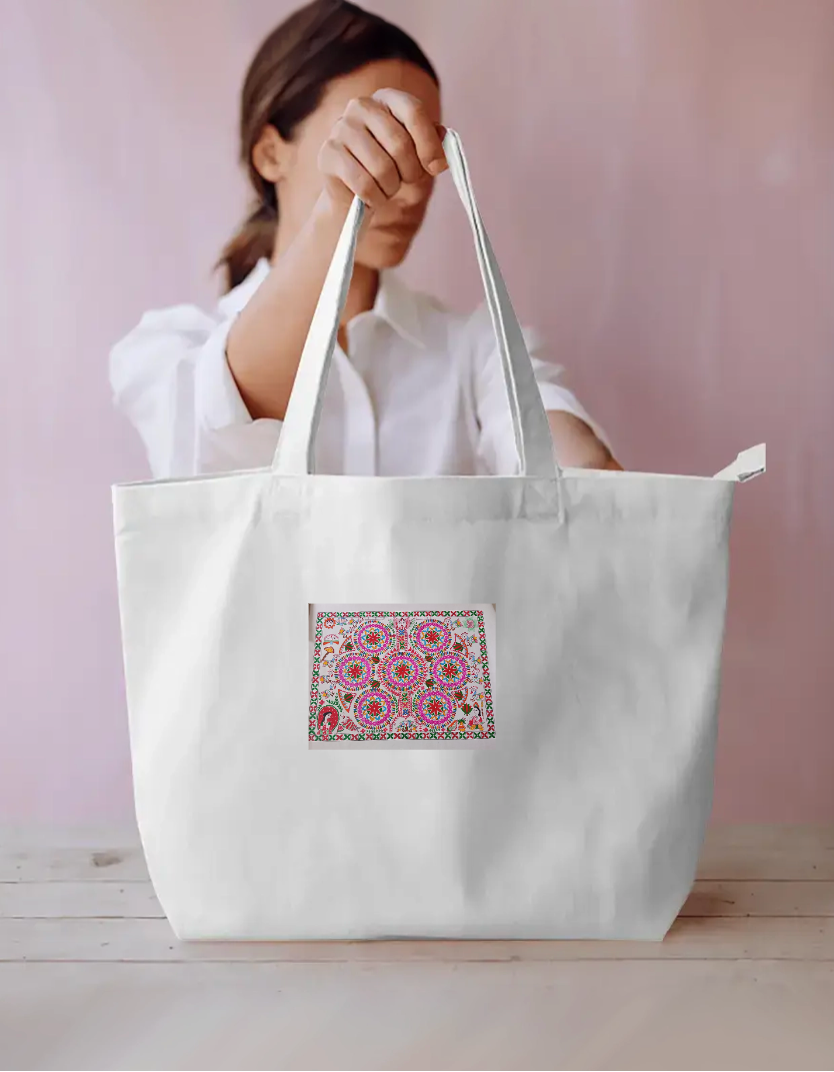 Traditional kohbar done large tote bag Everyday Large Tote Bag by Antara Verma