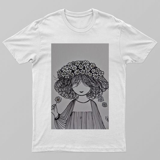 Bloom within- Minimalist Fine Line Girl Doodle Unisex T-shirt by @chillartn