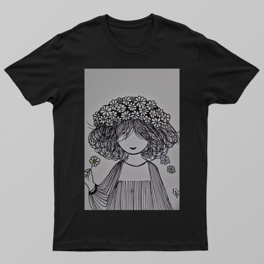 Bloom within minimalist fine line girl doodle Unisex T-shirt by @chillartn