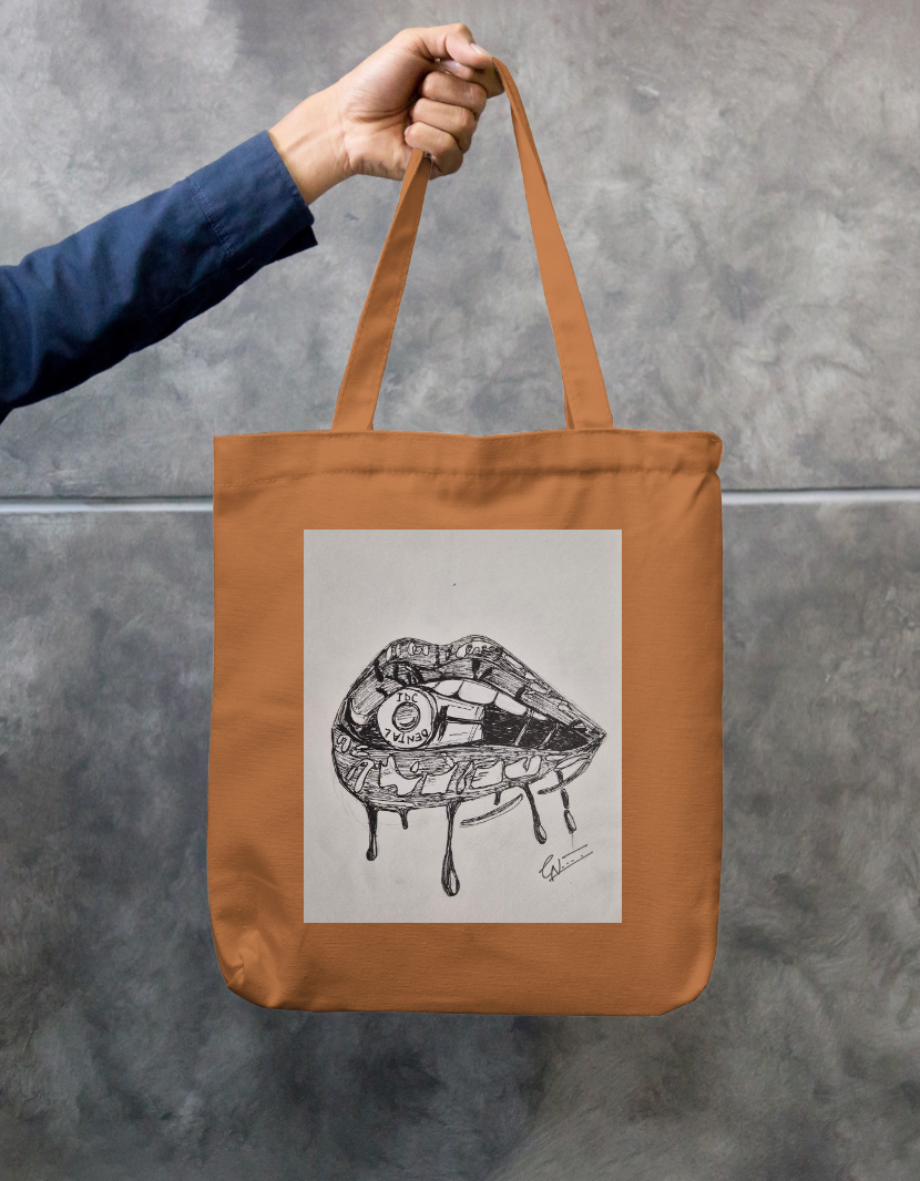 Psychedelic Lip gloss sketch Zipper Tote Bag by @chillartn