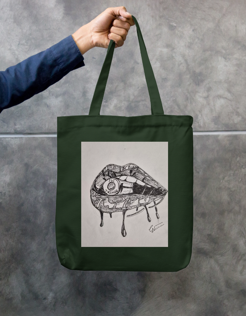 Psychedelic Lip gloss sketch Zipper Tote Bag by @chillartn