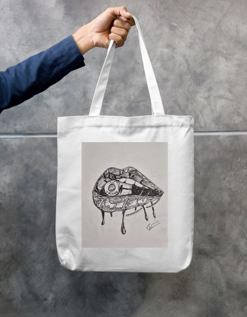 Psychedelic Lip gloss sketch Zipper Tote Bag by @chillartn