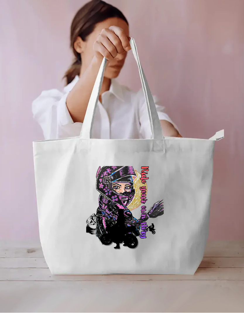 Tote girl Rider theme Everyday Large Tote Bag by @miralynadoraartworks