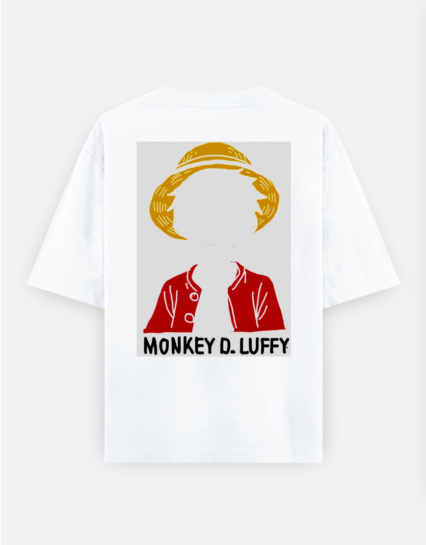 Monkey D. Luffy minimalist edition Oversized T-shirt (Back print) by Gunjan Nohwar