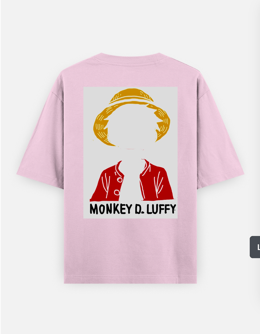 Monkey D. Luffy minimalist edition Oversized T-shirt (Back print) by Gunjan Nohwar