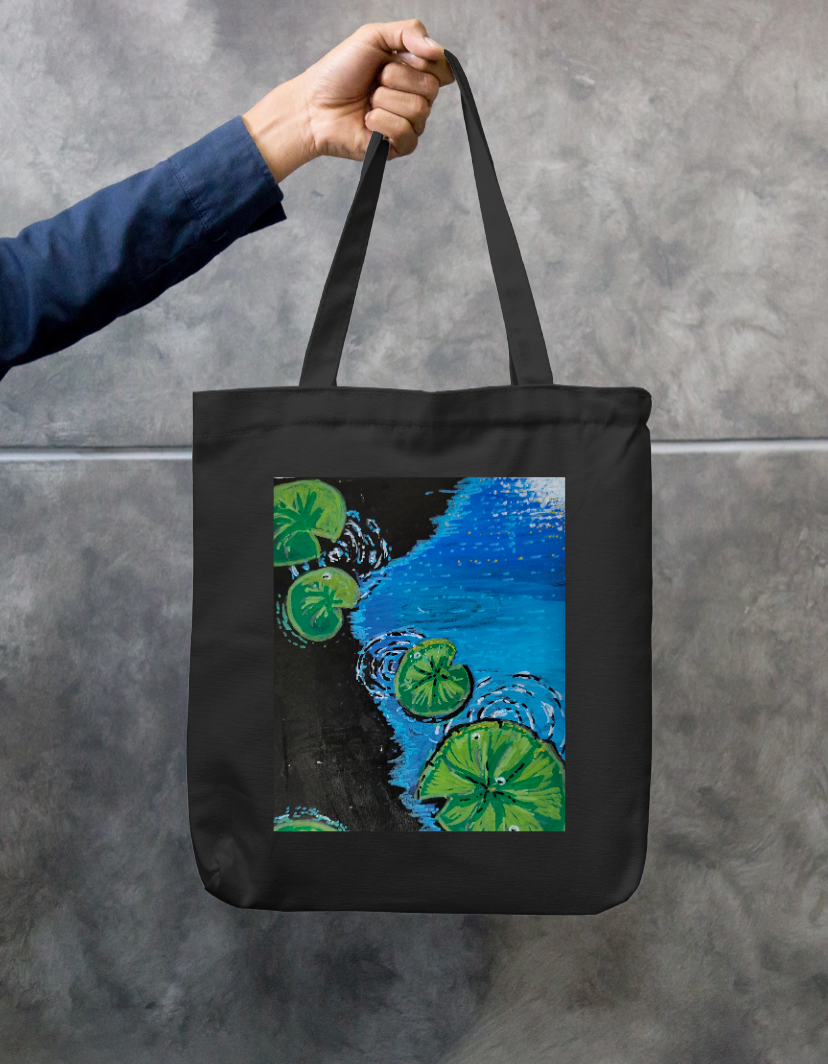 Lily pond art cute tote bag Zipper Tote Bag by @miralynadoraartworks