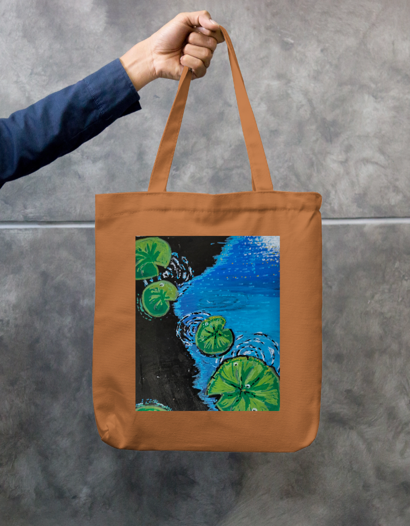 Lily pond art cute tote bag Zipper Tote Bag by @miralynadoraartworks