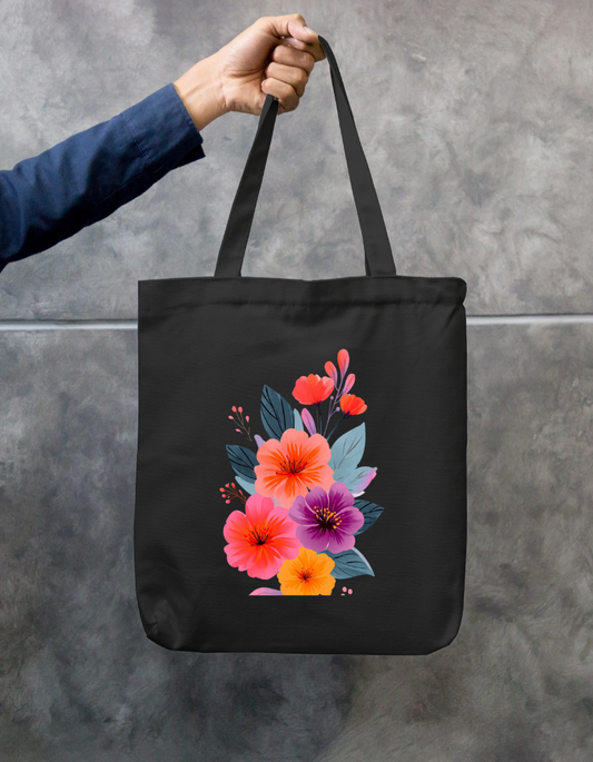 Floral Design Tote Bag Zipper Tote Bag by @rd_digital_store
