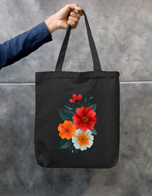 Floral Design Tote Bag Zipper Tote Bag by @rd_digital_store