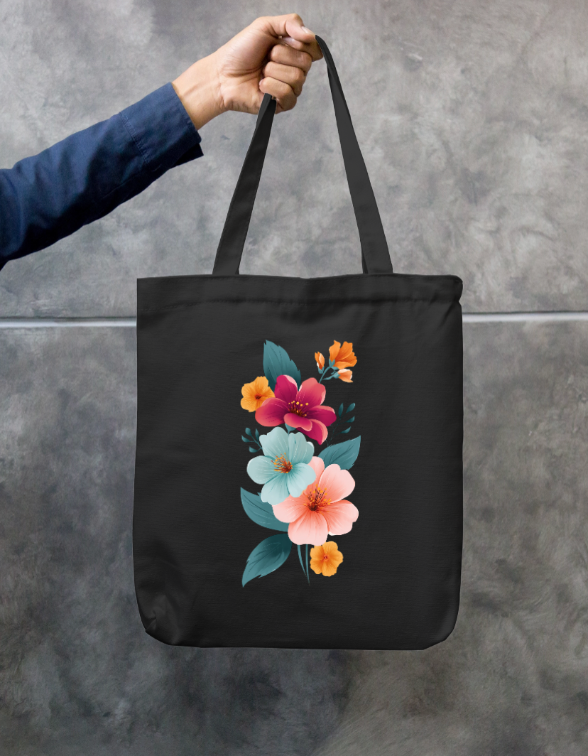 Floral Design Tote Bag Zipper Tote Bag by @rd_digital_store