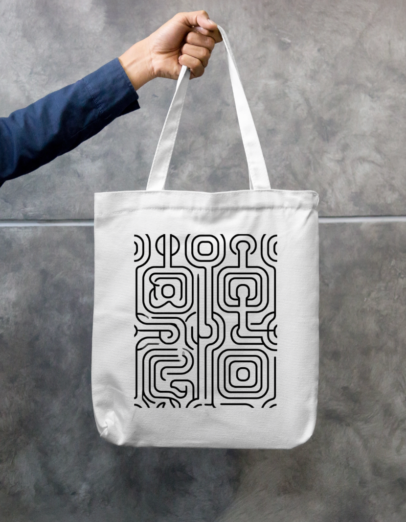 Line Pattern Tote Bag Zipper Tote Bag by @rd_digital_store