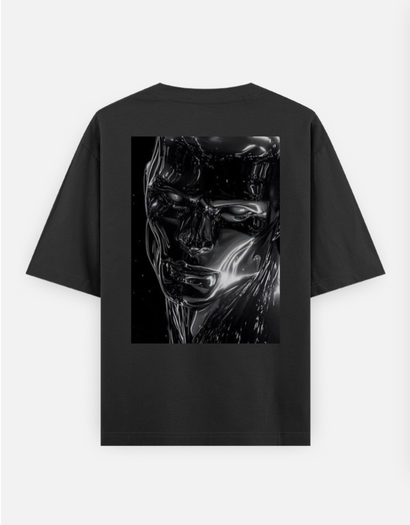 steel surfer black oversized t-shirt Oversized T-shirt (Back print) by Mithisar Daimary 