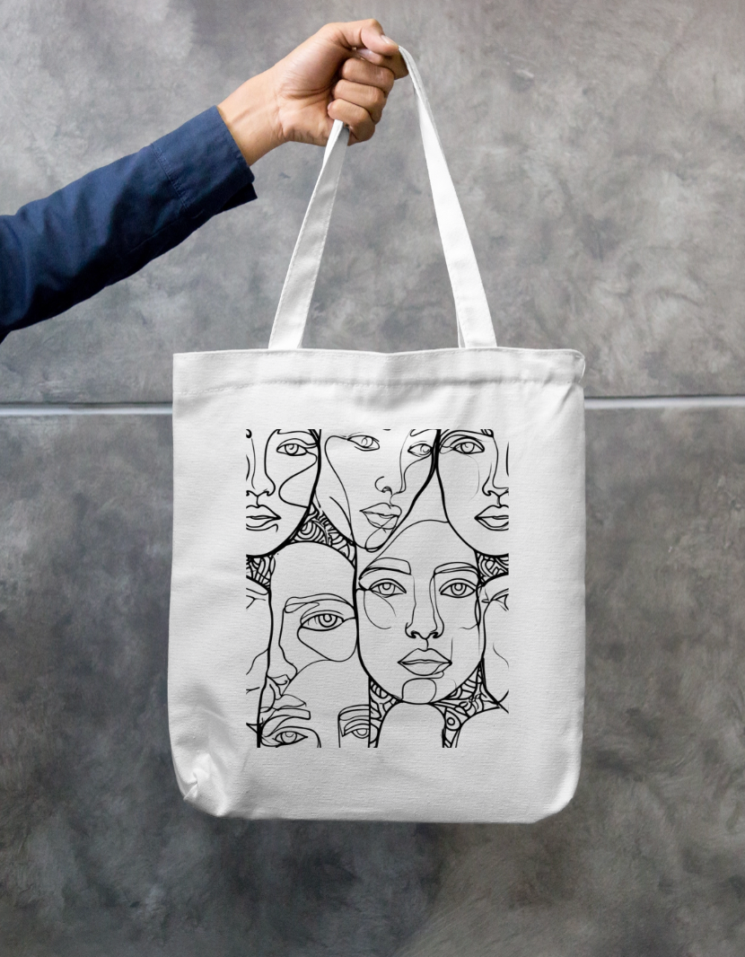 Lost Faces Tote Bag Zipper Tote Bag by @rd_digital_store
