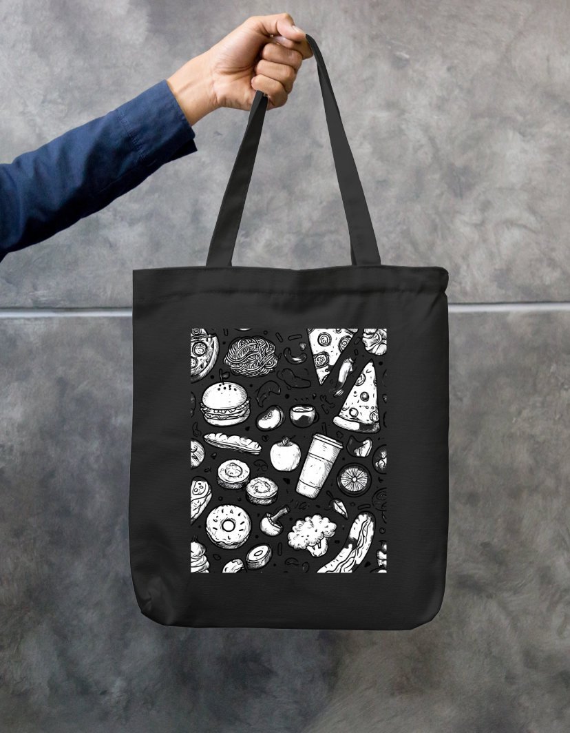 Foodie Tote Bag Zipper Tote Bag by @rd_digital_store