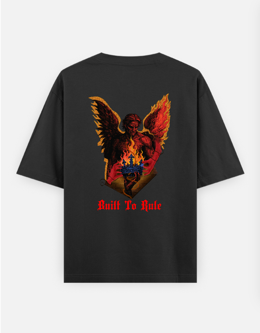 Built To Rule | Gothic design Oversized T-shirt (Back print) by Pranjal Turang