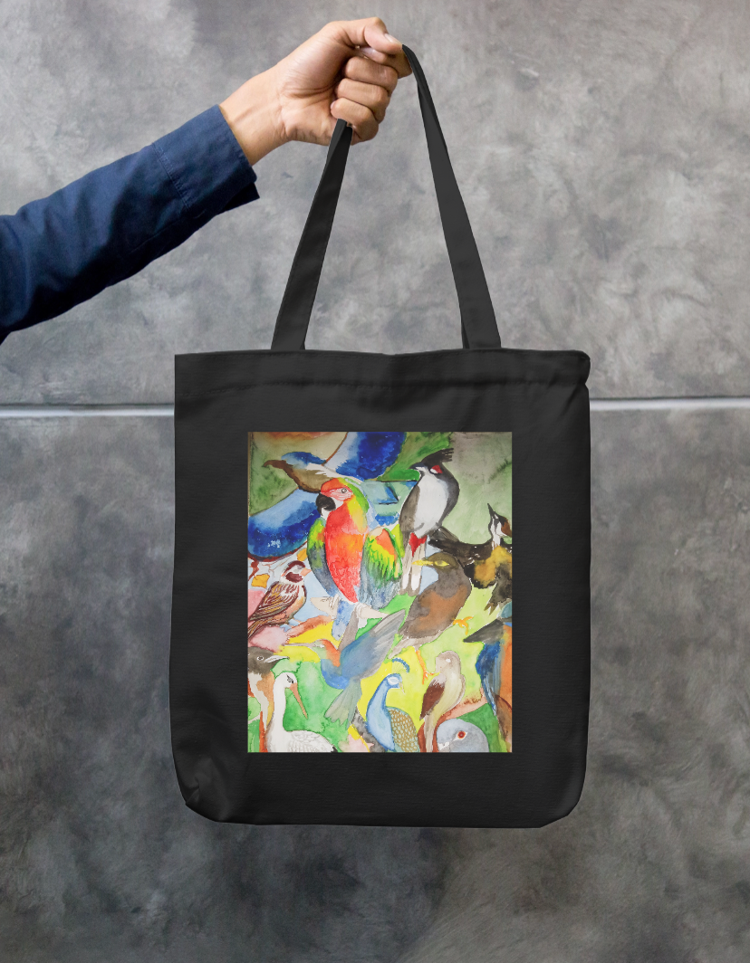 Birds in colours Zipper Tote Bag by Vaishali C