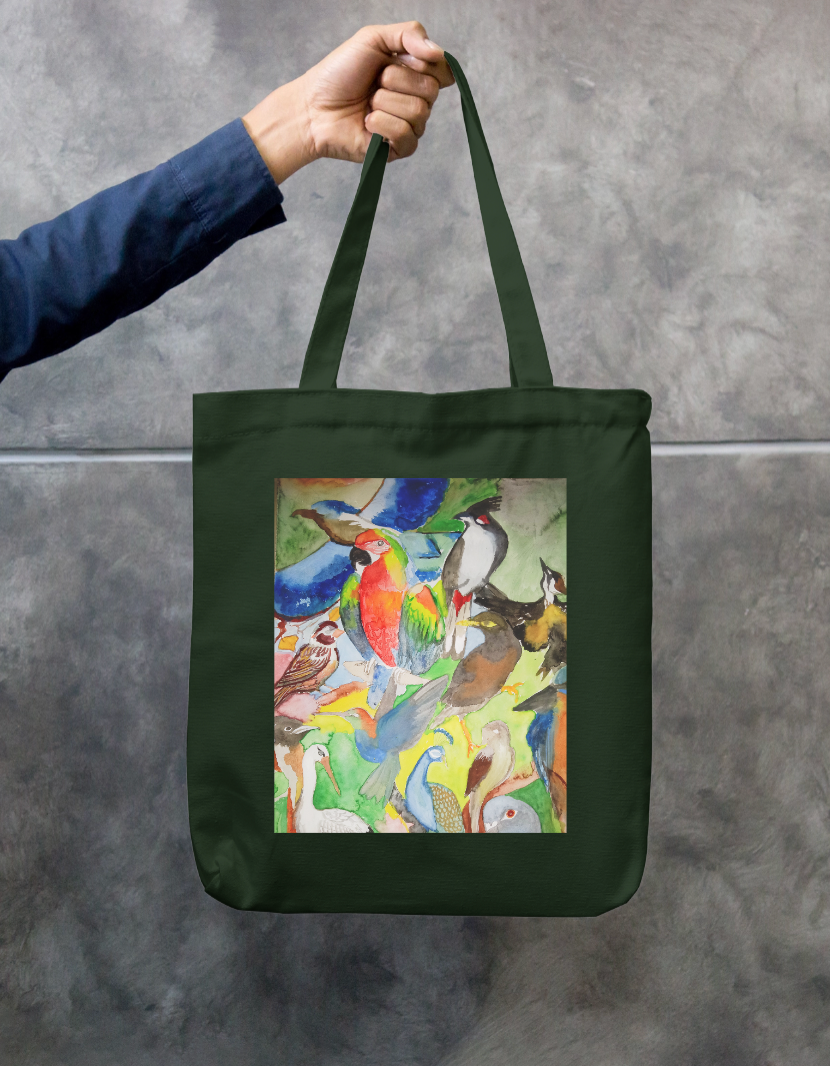 Birds in colours Zipper Tote Bag by Vaishali C