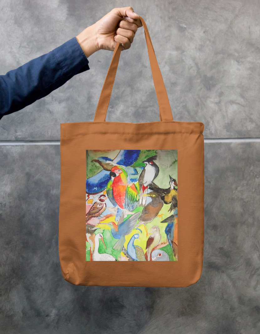 Birds in colours Zipper Tote Bag by Vaishali C