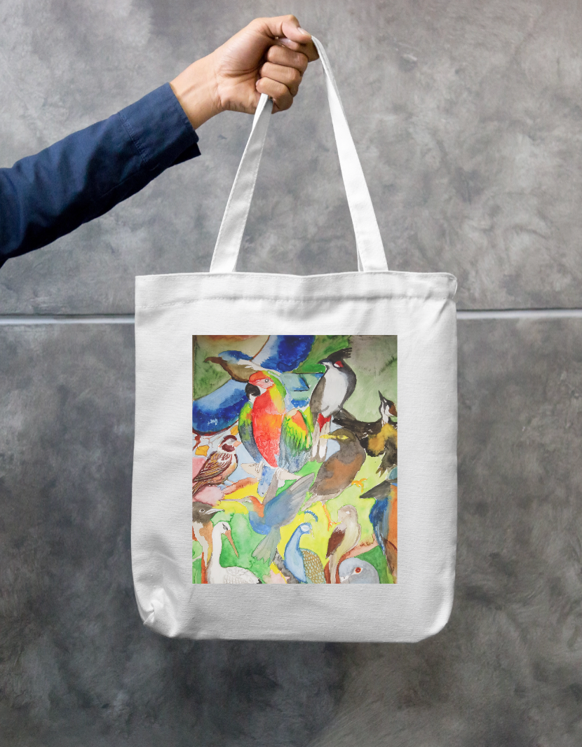 Birds in colours Zipper Tote Bag by Vaishali C