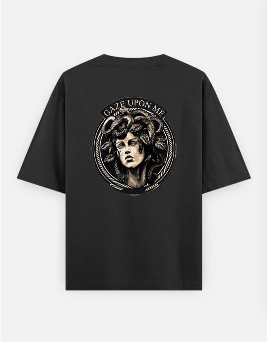 Medusa Gaze Upon me oversize t-shirt Oversized T-shirt (Back print) by Mithisar Daimary 
