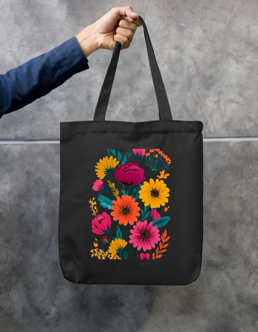 Flora Tote Bag Zipper Tote Bag by @rd_digital_store