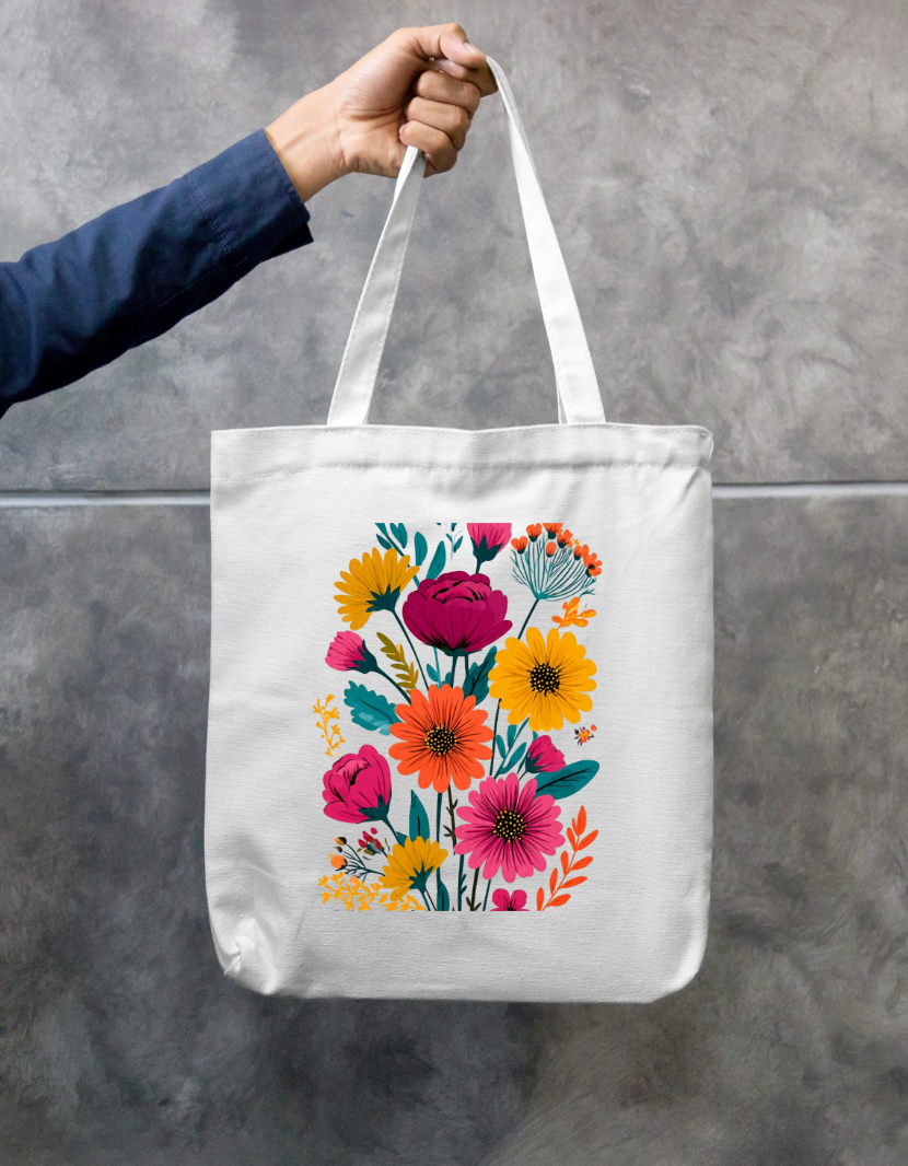 Flora Tote Bag Zipper Tote Bag by @rd_digital_store