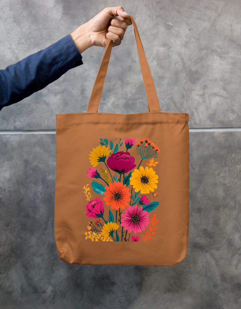 Flora Tote Bag Zipper Tote Bag by @rd_digital_store